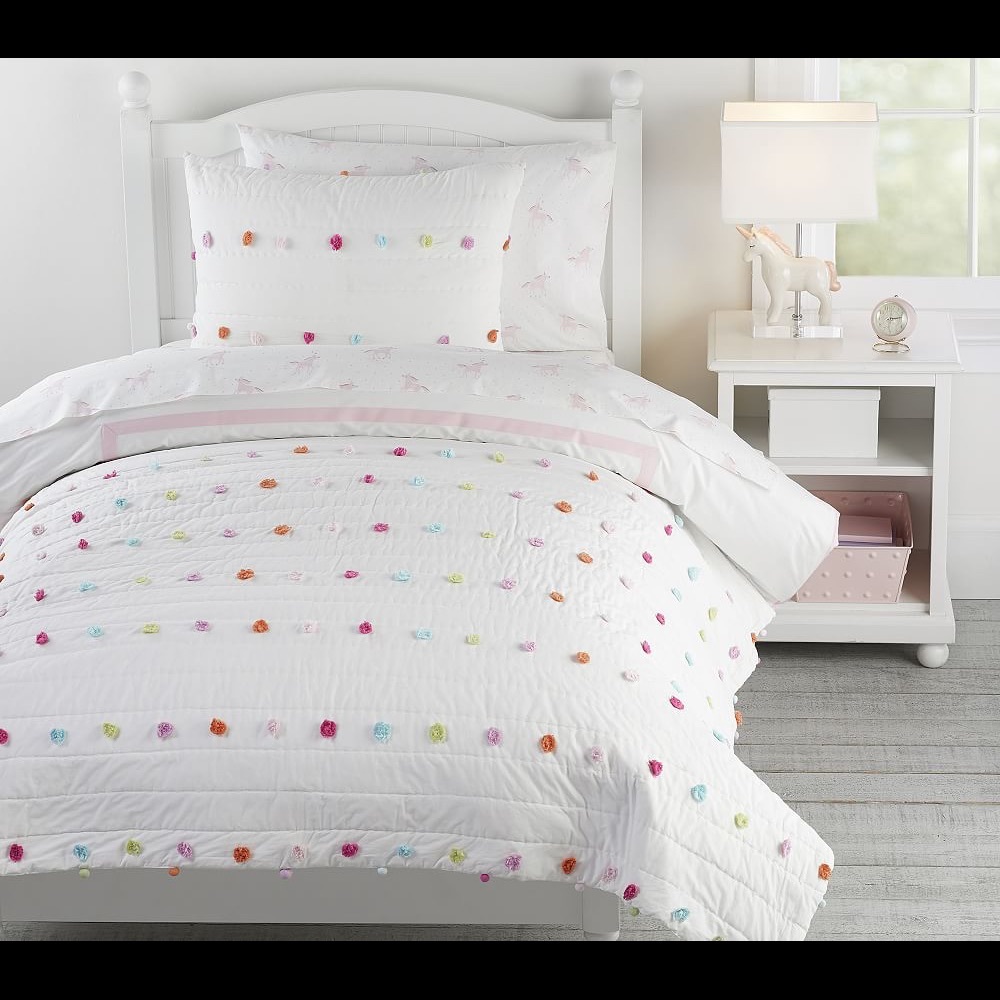 Pottery Barn Kids Bright Pom-Pom Quilt & Sham Twin